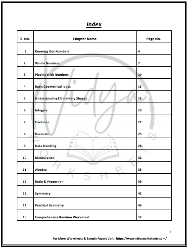 Class 6th NCERT Maths All Chapter Worksheet - Image 2